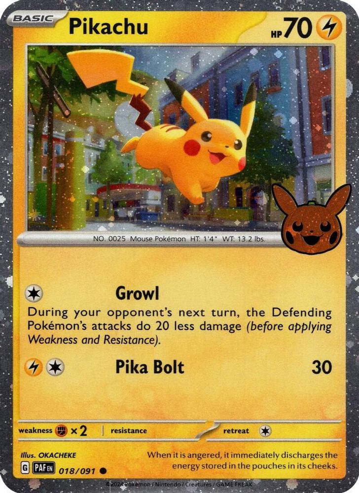 Pikachu - 018/091 (Cosmos Holo) 018/091 - Trick or Trade BOOster Bundle 2024